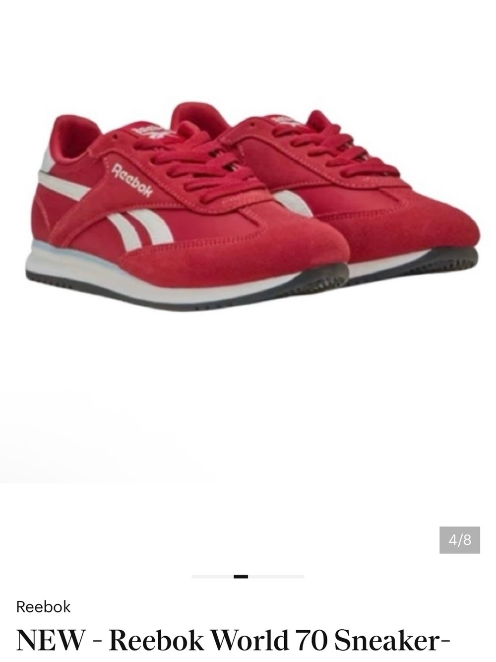 Reebok Women’s Fiori Red and White Retro Trainers - Picture 3 of 8